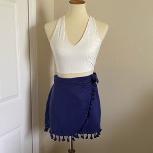 Lulus Blue Wrap Mini Skirt